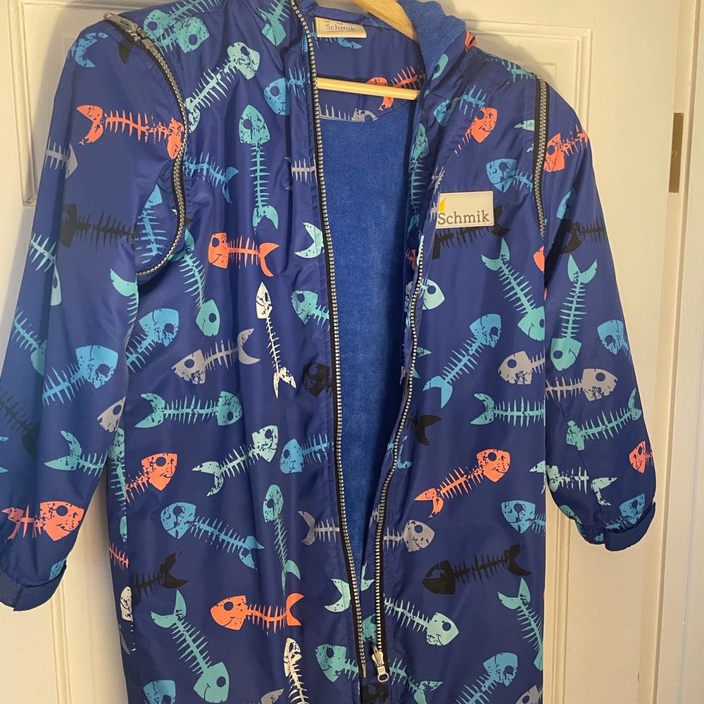 Kids Fish Print Swim Coverup - Blue